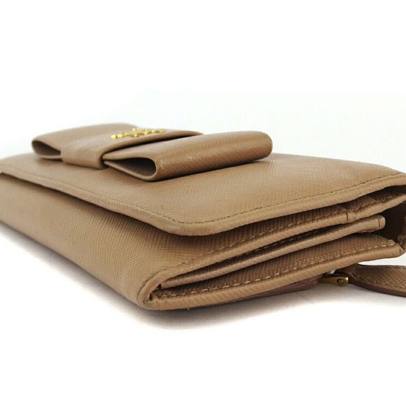 AUTH PRADA Purse Ribbon Motif Beige Leathe - Picture 8 of 8